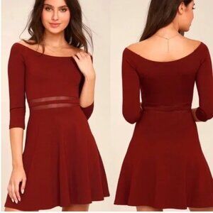 Yes to the Mesh burgundy dress LULUS size S